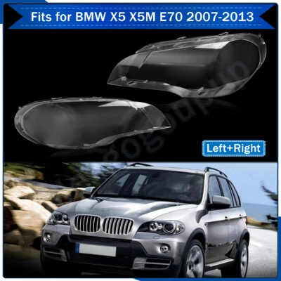 New Left & Right Replacement 2007-2013 For BMW E70 X5 Headligt Lens Lamp Covers Foto 1 de 4
