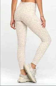 All Fenix Taupe sand Leopard Print hi Waist Leggings sz Medium EUC - Picture 1 of 6