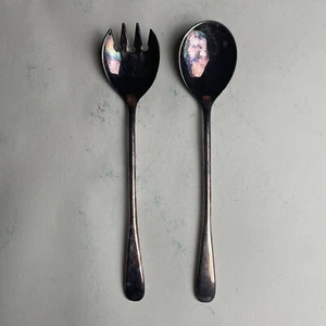 VINTAGE ~ Serving Set Spoon & Spork Silver Plate Made In ITALY - Picture 1 of 5