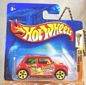 2003 Hot Wheels #96 Crazed Clowns 2/5 MORRIS MINI Red w/Yellow 5Dot Sp ShortCard - Picture 1 of 6