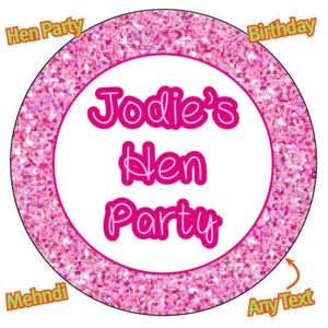 PERSONALISED Glitter Effect Birthday Hen Stag Mehndi Party Stickers Gift 964 - Picture 1 of 4