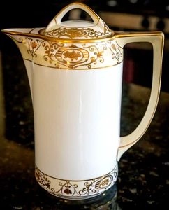 Bola de Navidad Noritake/Nippon 8 1/2" olla de chocolate con tapa sello trasero de radios azules - Imagen 1 de 4