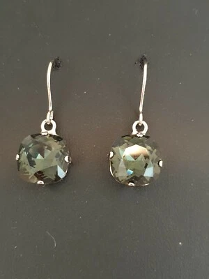 Classic Cushion Earrings Made  with Swarovski Morion. Made in UK.  - Image 1 of 4