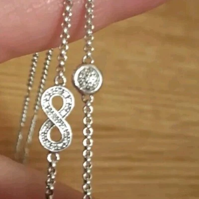 THOMAS SABO 2x Damen-Armband 925 Silber / Brillantschliff  19,5 cm + Geschenkbox - Bild 1 von 4