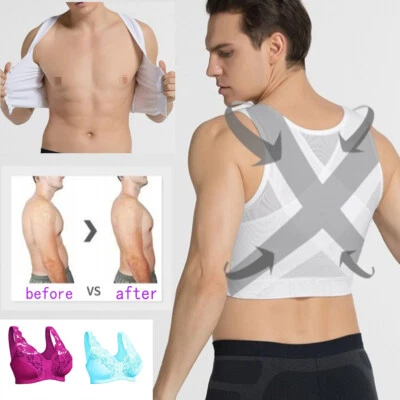 Sissy Mens Bra Transgender Bras Lace Brassiere X-Type Back Gay Sexy Lingerie BH - Image 1 of 4