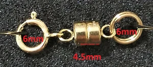 4.5mm 14k MAGNETIC CLASP TINY Yellow SOLID Gold w/ 6mm SPRING & SPLIT RING USA - Picture 1 of 6