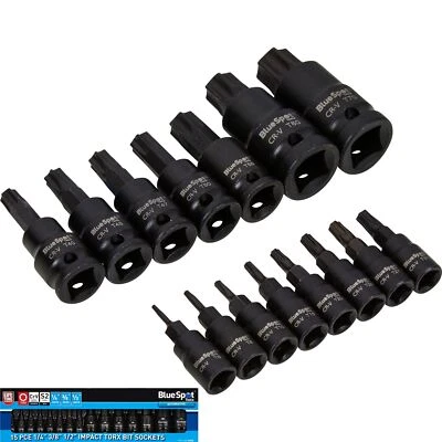 BlueSpot  Impact Key Torx 1/4" 3/8" 1/2" Drive Bit Socket Set Bits - Image 1 of 4