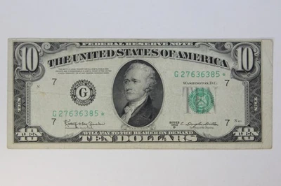 1950D $10.00 *** STAR *** FRN, Fine Condition, G 27636385 * - Image 1 of 2