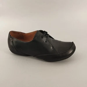 Clarks Artisan Shoes Womens 5.5 Black Leather Moccasin Lace Up Flat Comfort Work - Picture 1 of 13