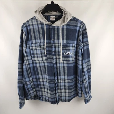 Moletom com capuz The Simpsons masculino XL azul multi esqueleto traseiro gráfico flanela botão para cima - Imagem 1 de 4