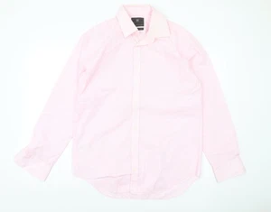 Marks and Spencer Mens Pink Striped Long Sleeve Shirt 15.5in Regular Fit - Picture 1 of 12