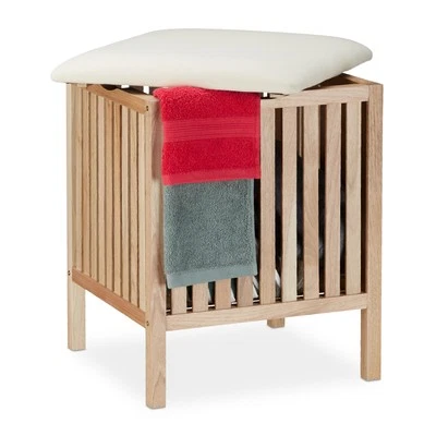 Wäschekorb mit sitz Wäschehocker Sitzkiste für Wäsche 40 Liter gepolstert - Bild 1 von 4