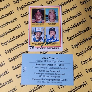 ¡AUTO JACK MORRIS! Tarjeta de novato Topps 1978 RC! Raro con autógrafo en tarjeta - Imagen 1 de 4
