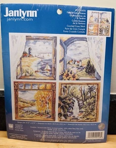 Janlynn Four Window Scenes X Stitch Kit Nature Beach Country Fall Tropical 2013 - Picture 1 of 3