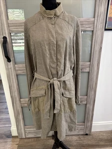 TRANSIT PAR SO oliv Leinen 1360 Metall Druckknopf Lagenlook Trenchcoat Gr. 4 - Bild 1 von 13
