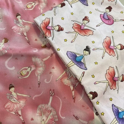 Pink Ballerinas Fabric Ballet Girls Cotton 5 Yards Lot Of 2 New Pieces. Quilt - Image 1 of 4