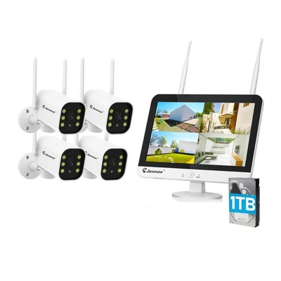 Conjunto de sistema de cámara de seguridad inalámbrica para exteriores JENNOV Home WiFi 8 canales NVR 12" monitor Foto 1 de 4