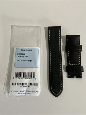 Officine Panerai Calf Leather Watch Strap 24/22 125/75 Black New - Image 1 of 4