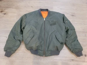 Vintage Flight Flyers Jacket Olive Satin L READ!!! - Picture 1 of 9