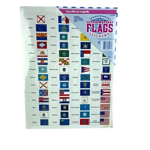 Educational Insights United States Flags 56 Stickers State National 2 Sheets - Picture 1 of 4