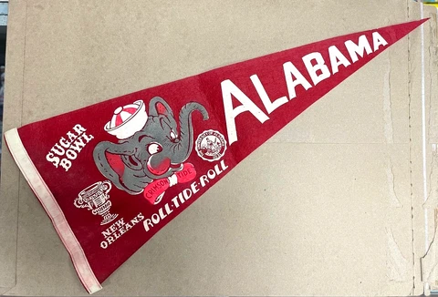 Vintage Alabama Crimson Roll Tide Football Sugar Bowl Pennant New Orleans Cover