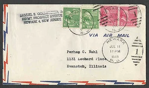 DATED 1949 COVER #841 PREXY 2c COIL PAIR HORIZONTAL COILS W/1cX2= 6 AIRMAIL RATE - Picture 1 of 1