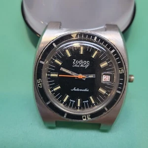 Zodiac Sea Wolf 1102-946 Style 1750B Automatic Date Rare Works good No crown - Picture 1 of 4