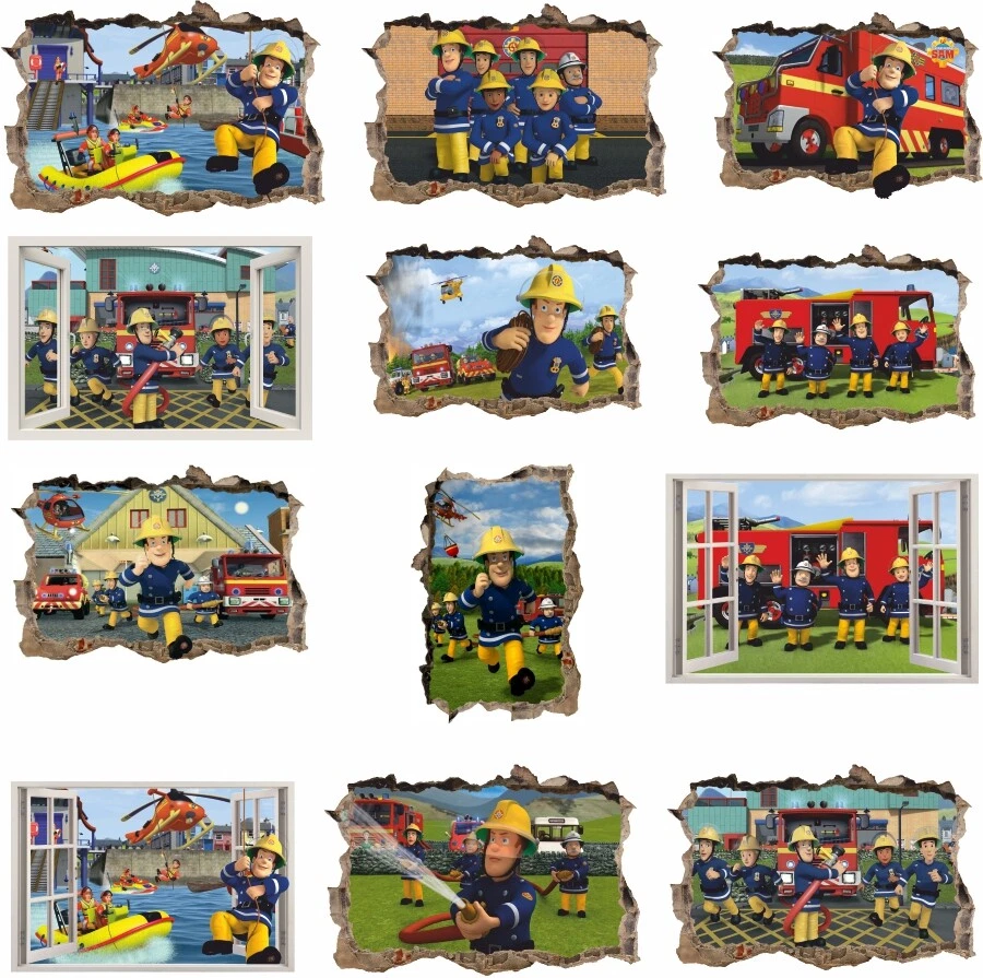 140cm  Feuerwehrmann Sam Fireman Loch STICKER 3D Wandtattoo Wandbild - Bild 1 von 1