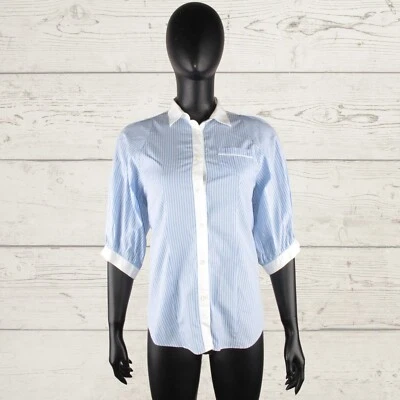 MAURO GRIFONI Women's Italian Designer Blue Striped Half Sleeve Shirt I 40 - Image 1 of 4