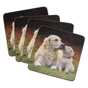 Juego de 4 bebidas posavasadas Golden Retrievers perro 10 cm mesa de corcho tapetes - Imagen 1 de 2