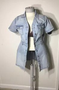 CELEBRITY ROSA DAMEN MIDIKLEID DENIM KNÖPFE HELLE WASCHUNG GR XL - Bild 1 von 13
