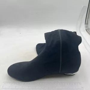 Women Low Chunky Heel Knee High Boots Side Zipper Round Toe Flats Black Shoes - Picture 1 of 7