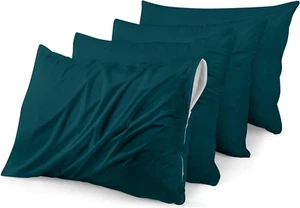 4 Pack Waterproof Pillow Protectors with Zipper King Size (Teal), Bed Bug and Du - Picture 1 of 6
