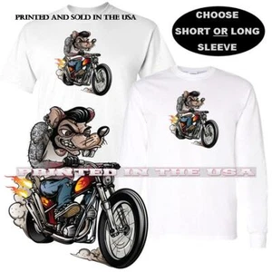 Camiseta de arte gráfico Rat Rod chico malo tatuaje motocicleta motociclista motociclista motociclista - Imagen 1 de 4