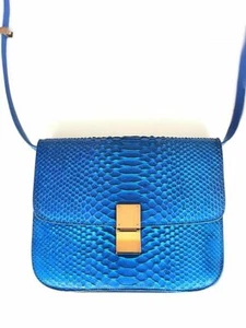 Celine Python Royal Blue Box GHW Medium Flap Handbag Cross Body Bag - Picture 1 of 12