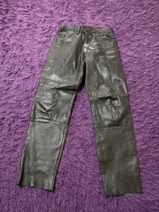 Pantalones de vaquero vintage de cuero real para hombre y mujer unisex motociclista talla 48 - Imagen 1 de 20