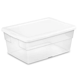 Sterilite Basic Clear Storage Box with White Lid, 16 Quart, 16.75x11.8x7 Inches - Picture 1 of 1
