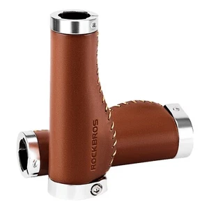 ROCKBROS Fahrrad Lenkergriffe aus Leder Fahrradgriffe Ergonomisch Doppel-Lock-On - Bild 1 von 6