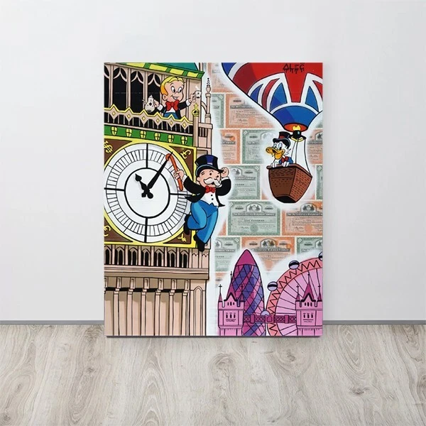 Alec Monopoly Canvas Print "Team on and Around Face of Big Ben" Wall Art - Image 1 of 4