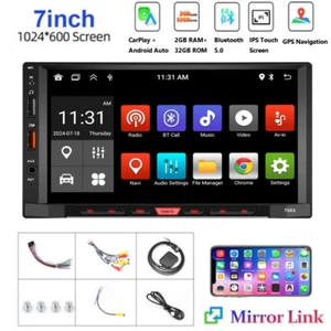 7" Car Radio Apple/Andriod Carplay BT RDS  Car Stereo Touch Screen Double 2Din - Picture 1 of 18