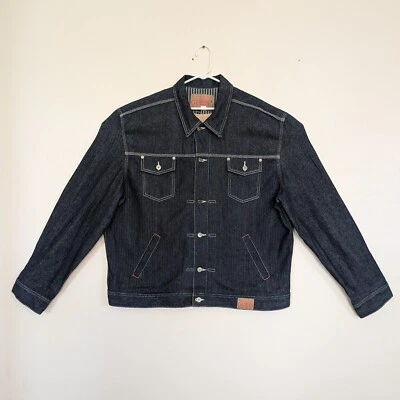 Vintage Guess Raw Denim Blue Jean Jacket Men's 3XL Dark Wash M0115827 DSN 10M 11 - Image 1 of 4