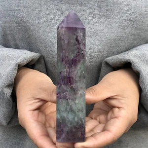270g natural Watermelon Fluorite Obelisk quartz crystal Wand Point Reiki XA4109 - Picture 1 of 16