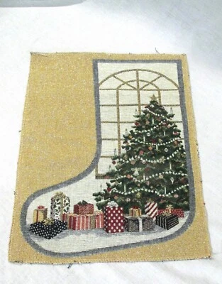 Christmas Tapestry Stocking Cut/Sew Panel Christmas Tree Window Pckages - Image 1 of 4