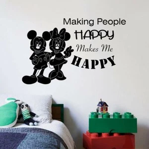 Happy Quote Mickey Disney Cartoon Home Room Wall Sticker Vinyl Art Decal Decor - Picture 1 of 5
