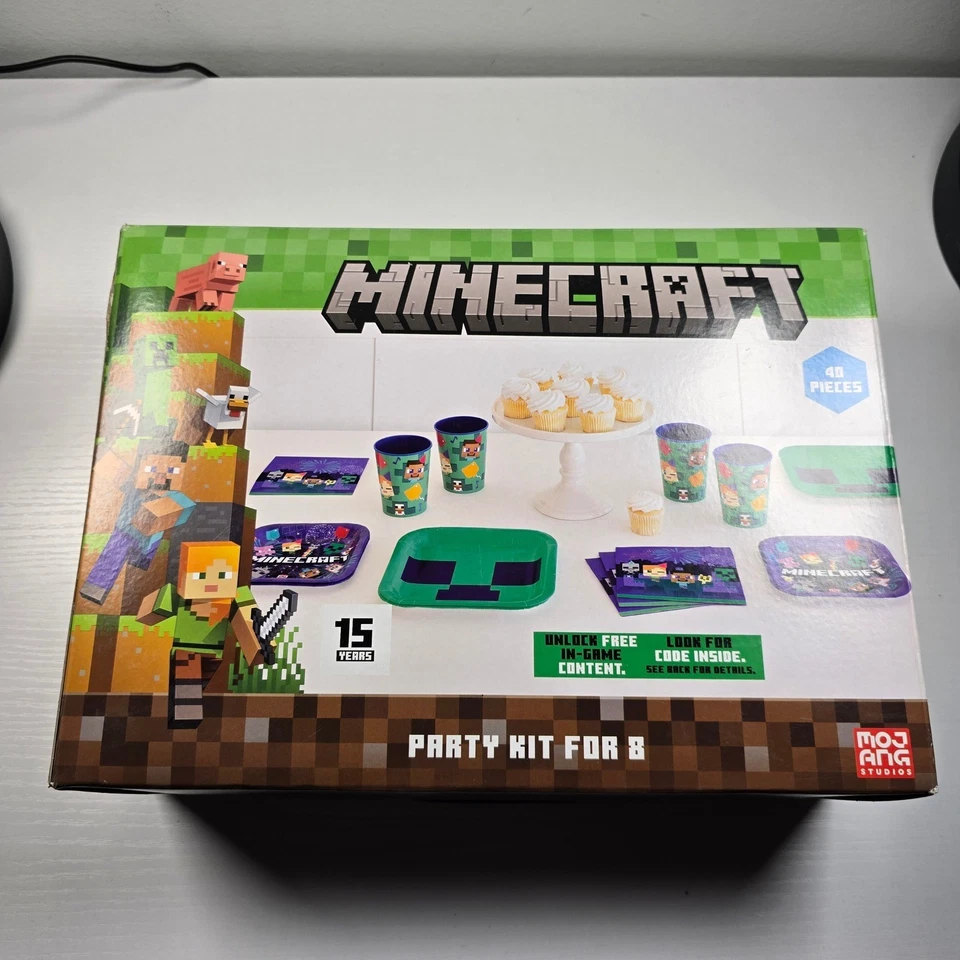 Minecraft 派对套件 8 40 件套晚餐和小吃盘、杯子和餐巾 — 第 1/4 张图片