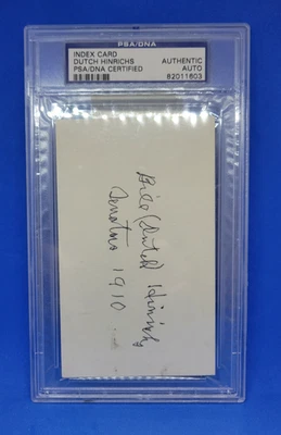 BILL DUTCH HINRICHS SIGNED Index Card 1967 PSA/DNA Certified Senators 1910 Auto - Image 1 of 2