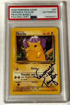 Pikachu Veronica Taylor -Ash- Signed PSA/DNA Auto Pokemon Base Set ll #87/130 - Image 1 of 2