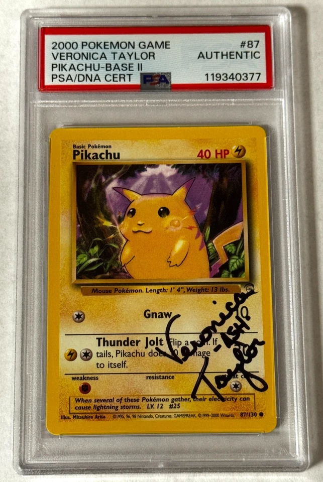 Pikachu Veronica Taylor -Ash- Signed PSA/DNA Auto Pokemon Base Set ll #87/130 - Image 1 of 2
