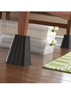 Marca Dallas, elevador de cama de plástico de alta resistencia de 7,25” para almacenamiento debajo de la cama negro paquete de 4 - Imagen 1 de 2