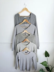 5x 100% Pure Cashmere Upcycled Craft Job Lot Bulk Sweater Jumper Grey Gap M&S - Picture 1 of 10
